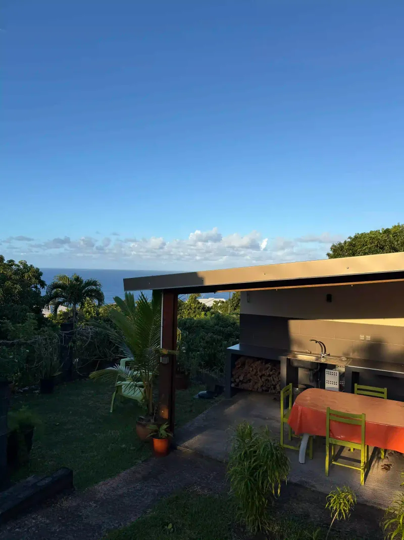 Coucher de soleil terrasse Villa Bigaradier côte Est Réunion